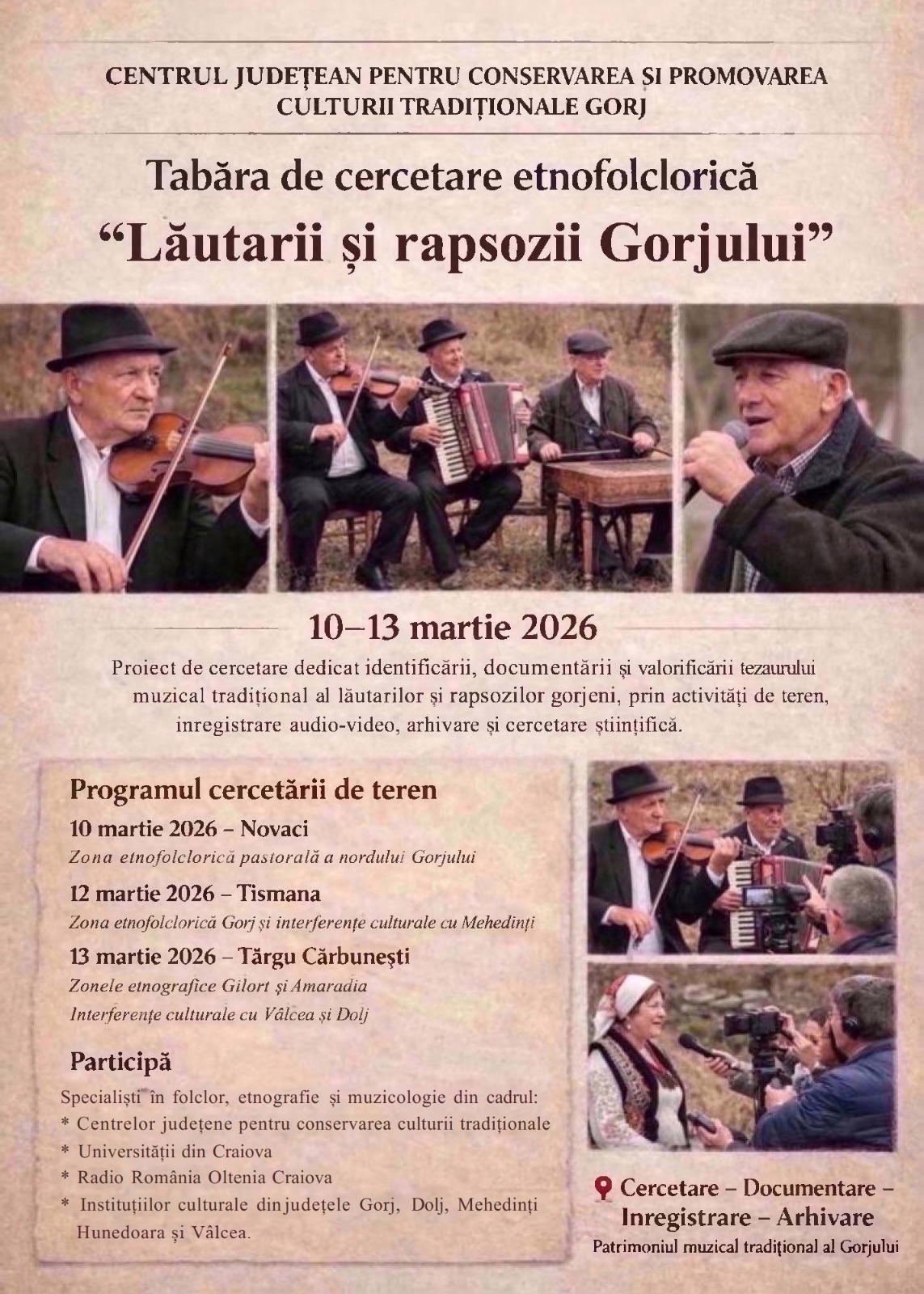 Centrul Județean din Gorj organizează tabără etnofolclorică și expoziție dedicată lui Brâncuși