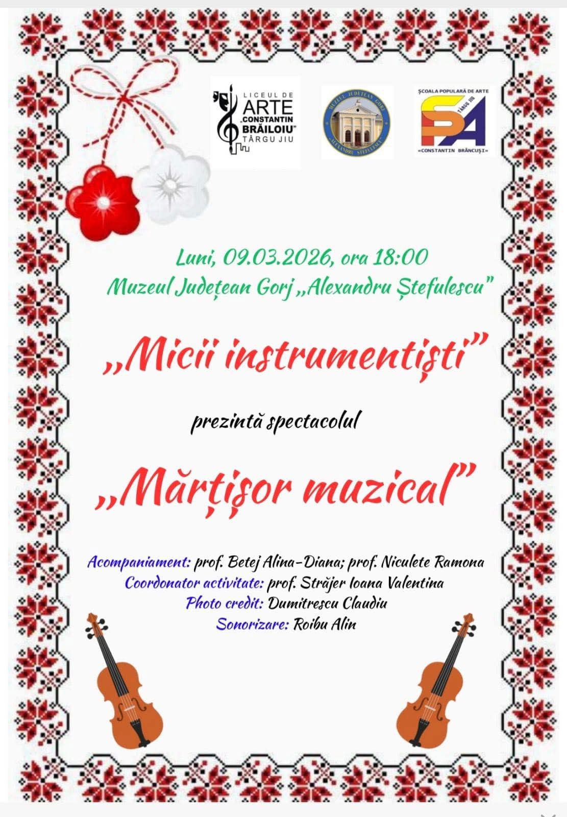 Mărțișor muzical, un spectacol dedicat primăverii la Muzeul Județean Gorj