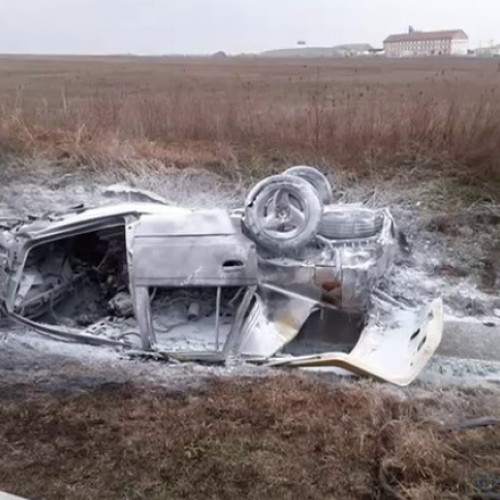 Șoferul decedat în urma unui accident grav, mașina s-a transformat în scrum pe centura orașului Caracal, în Olt