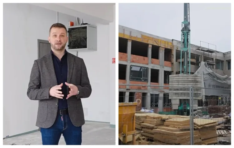 Primarul din Florești vizitează lucrările la extinderea Liceului „Dumitru Tăuțan”