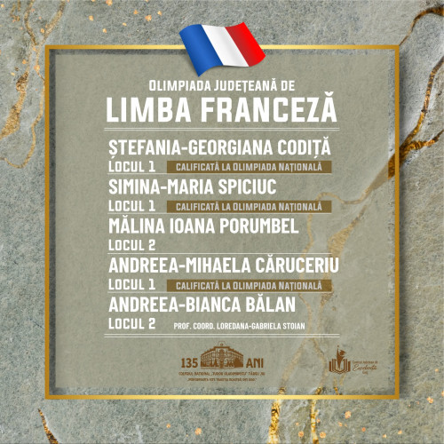 Elevii din Târgu Jiu excelează la Olimpiada Județeană de Limba Franceză
