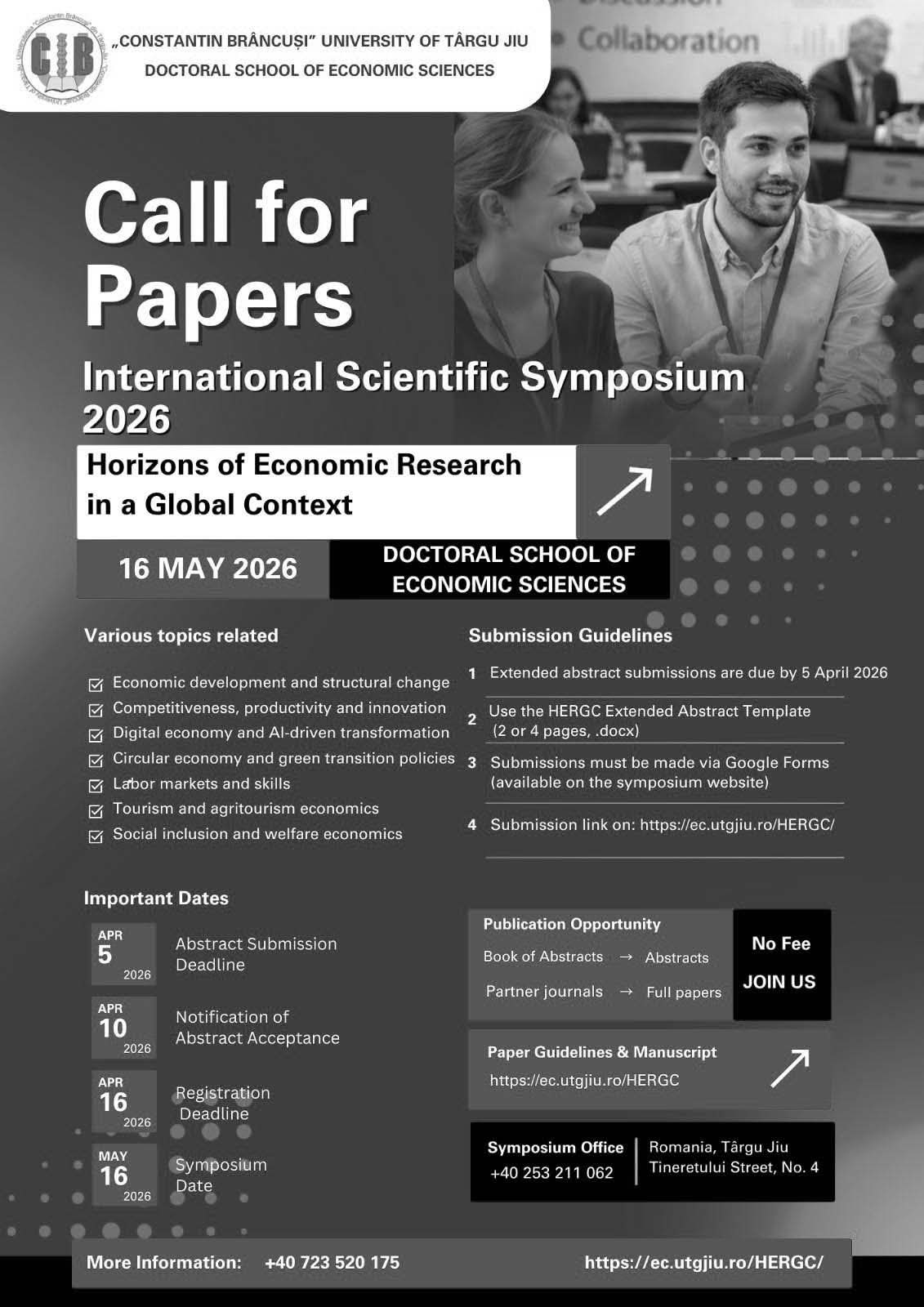 Simpozion Internațional la Universitatea „Constantin Brâncuși” despre Economia Globală