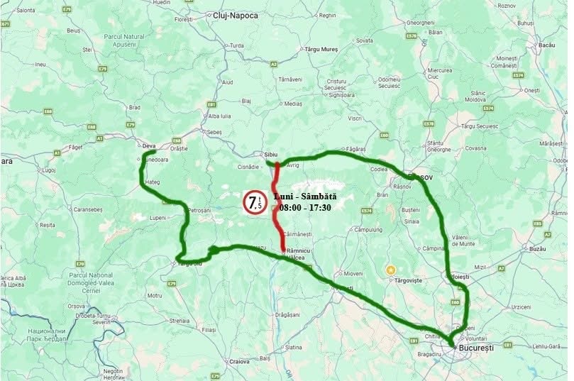Restricții de circulație pe DN7 pentru autovehicule grele în martie