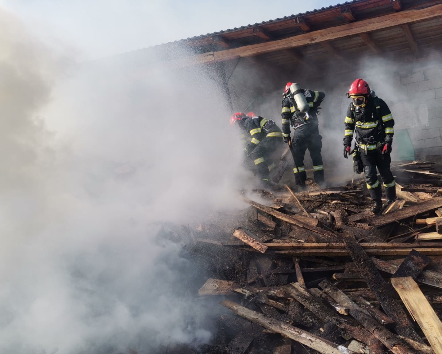 Incendiu devastator la Oneaga: peste o tonă de lemne distrusă