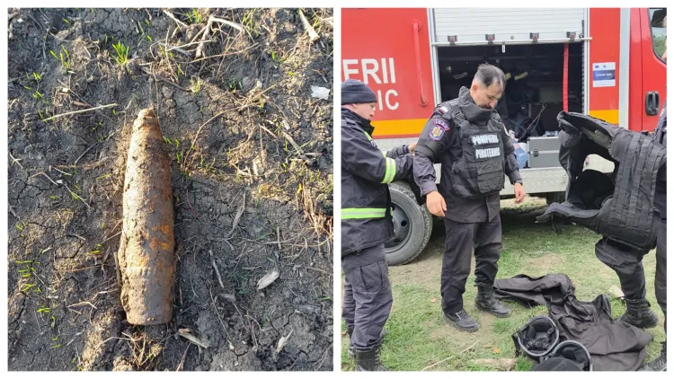Proiectil descoperit în Săndulești: Misiune de asanare a echipajului pirotehnic