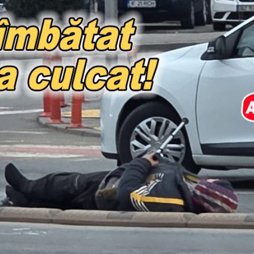 Cerșetor pe Bdul Unirii din Buzău, prins de efectele alcoolului