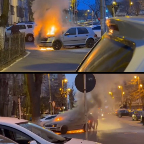 Incendiu provocat de un autoturism în parcarea din Galați