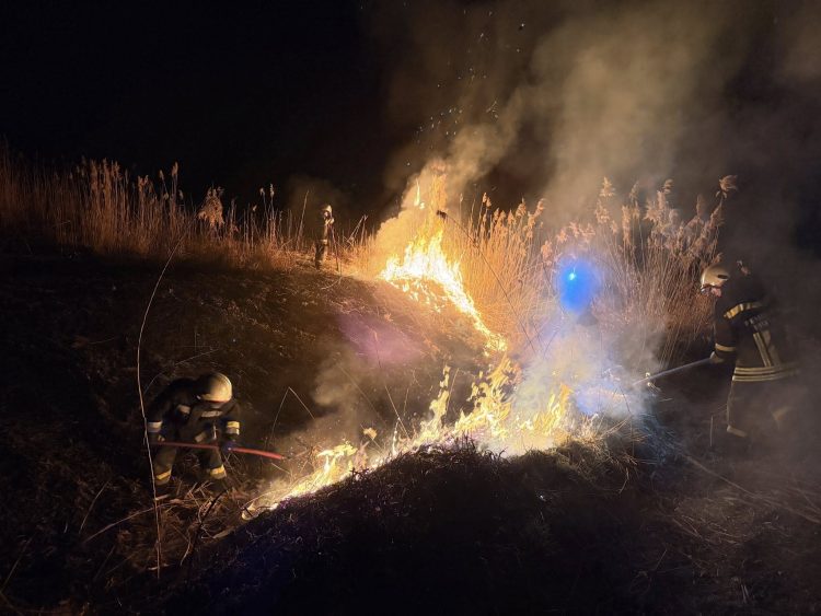 Pompierii voluntari din Târgu Lăpuș sting incendii de vegetație uscată