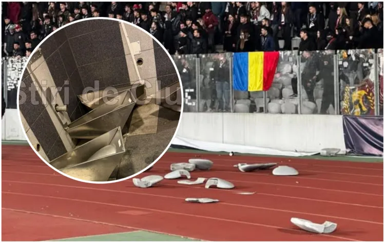 Cinci suporteri CFR Cluj prinși devastând toaletele Cluj-Arena