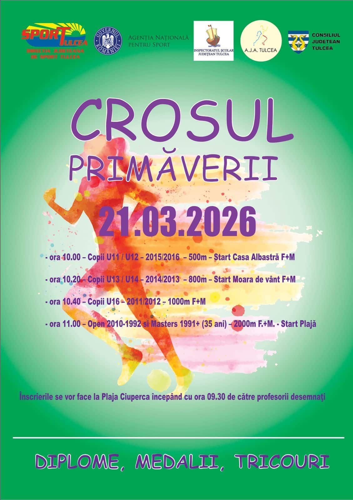 Crosul Primăverii 2026 se desfășoară la Plaja Ciuperca din Tulcea