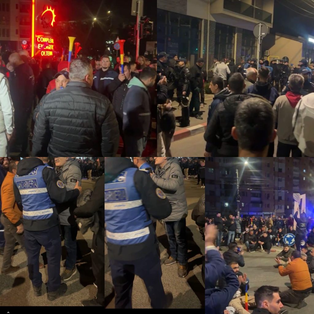 Minerii din Târgu Jiu protestează pașnic, dar spiritele se încing la final