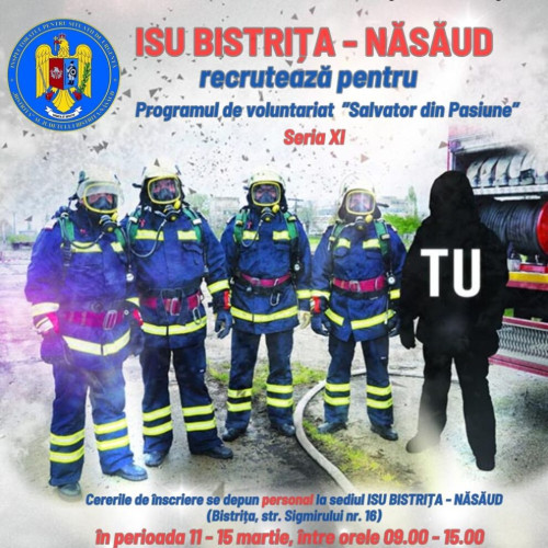 ISU Bistrița-Năsăud lansează campania "Salvator din pasiune" și caută voluntari! Află cum poți deveni parte din echipa de urgență!