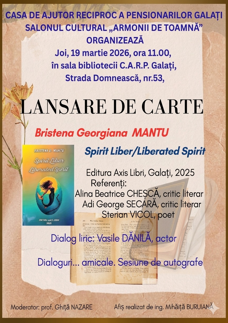 Lansare de carte la Casa de Ajutor Reciproc a Pensionarilor Galați