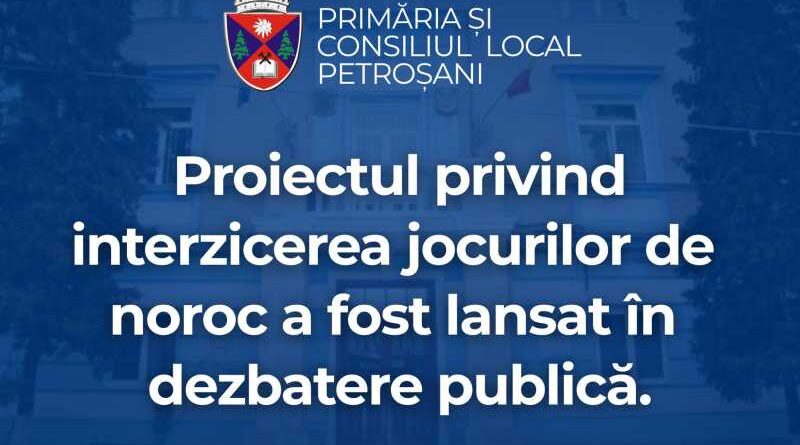 Primăria Petroșani propune interzicerea jocurilor de noroc în municipiu