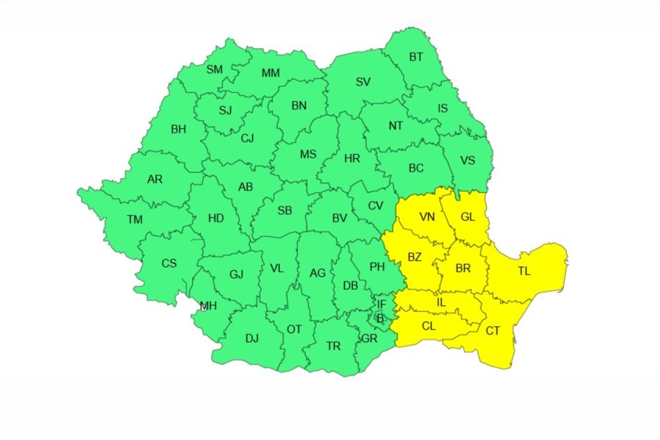 Ialomița și alte județe, sub cod galben de vânt puternic