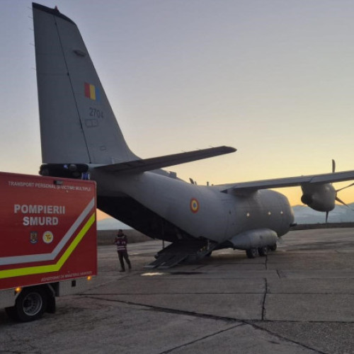 Aeronava C-27J Spartan efectuează transport umanitar pentru pacienți cu arsuri