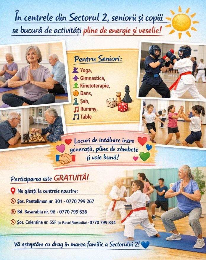 Activități zilnice pentru seniori și copii în Sectorul 2