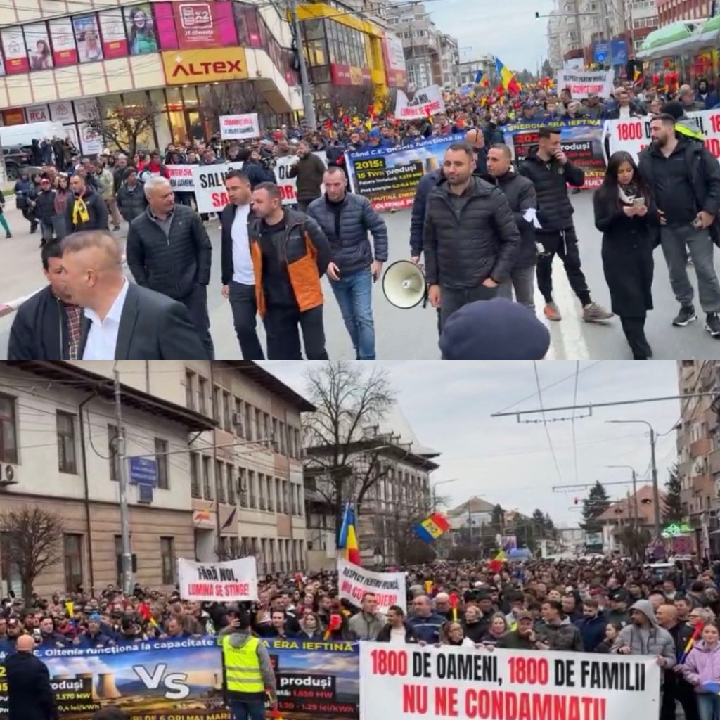 Protestul angajaților de la Complexul Energetic Oltenia intensifică tensiunea în Târgu Jiu