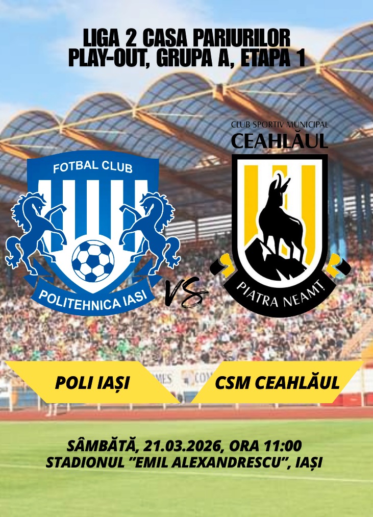 CSM Ceahlăul începe play-out-ul la Iaşi împotriva Politehnicii