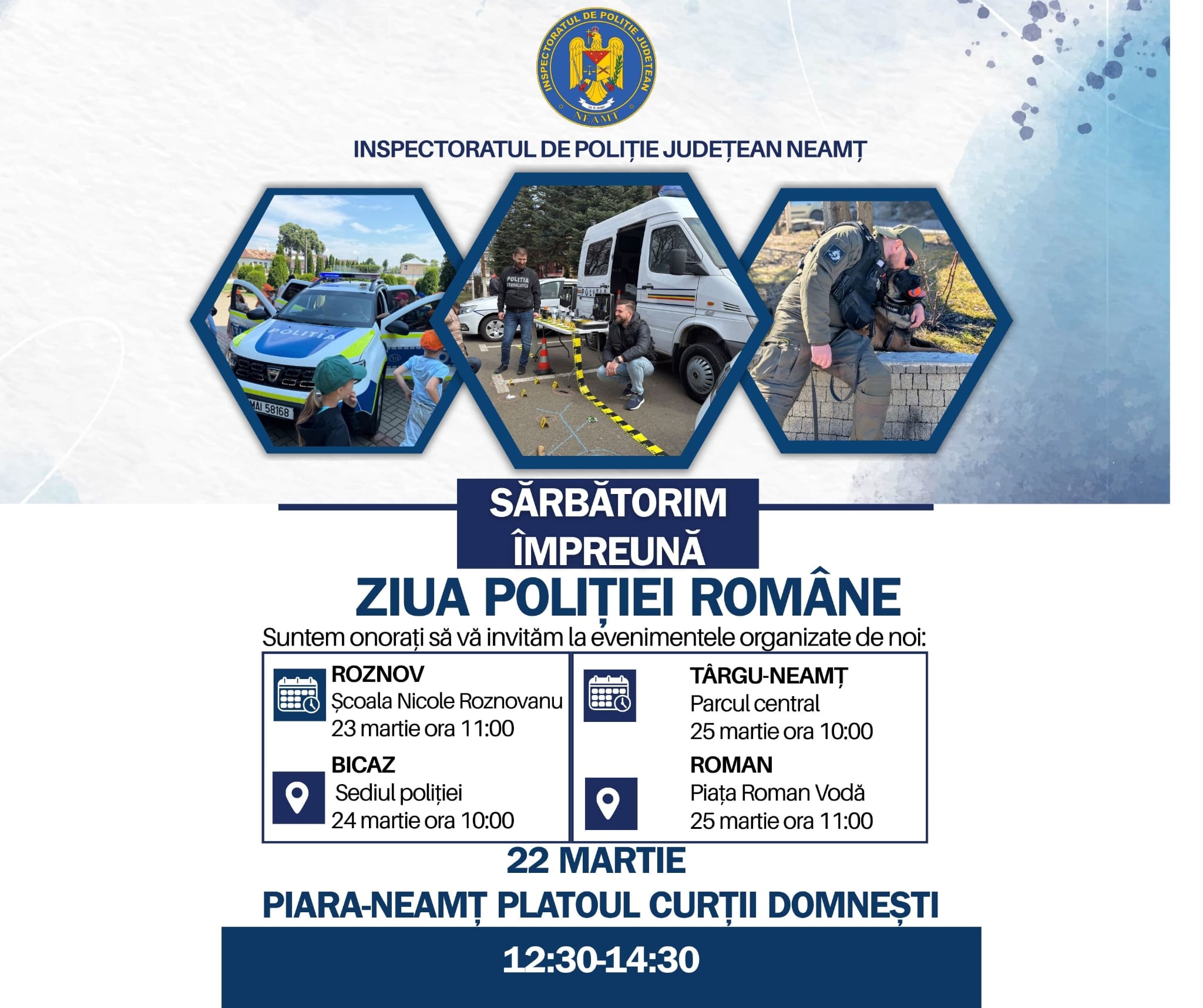 Activități speciale cu ocazia Zilei Poliției Române în Neamț