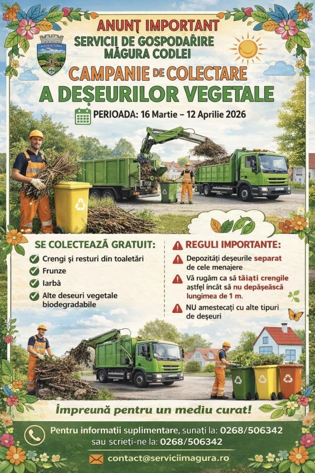 Codlea demarează campania de colectare a deșeurilor vegetale