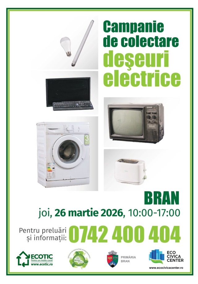 Locuitorii din Bran invitați la o campanie de colectare a deșeurilor electrice