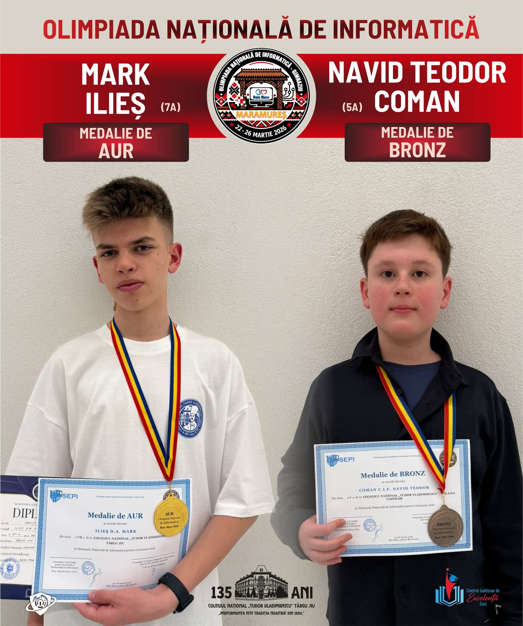 Elevii din Târgu Jiu strălucesc la Olimpiada Națională de Informatică
