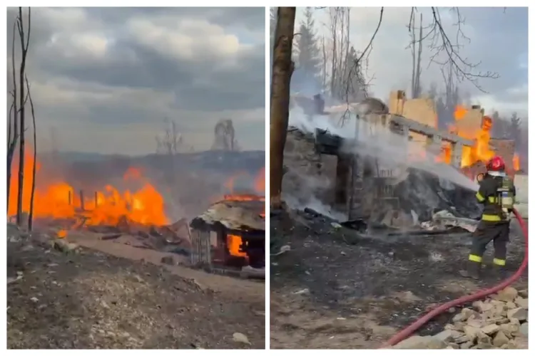 Incendiu devastator în Rogojel: atelier de tâmplărie distrus complet