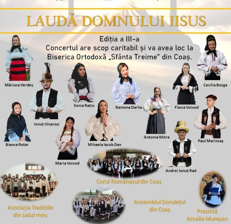 Credincioșii sunt invitați la concertul de pricesne „Laudă Domnului Isus” în Coaș