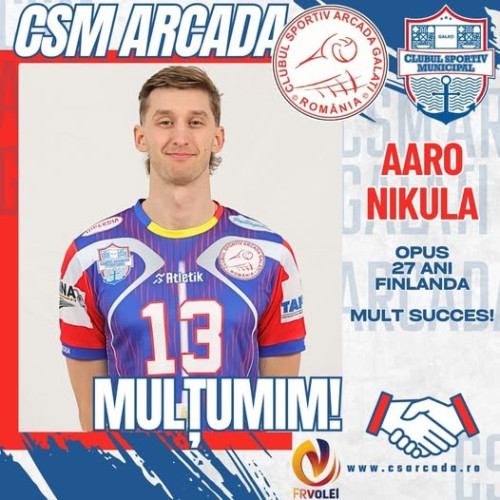 Aaro Nikula părăsește CSM Arcada, iar Vasil Tupchii vine să-l înlocuiască