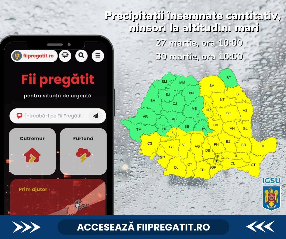 Autoritățile emit recomandări pentru siguranța populației în vreme instabilă