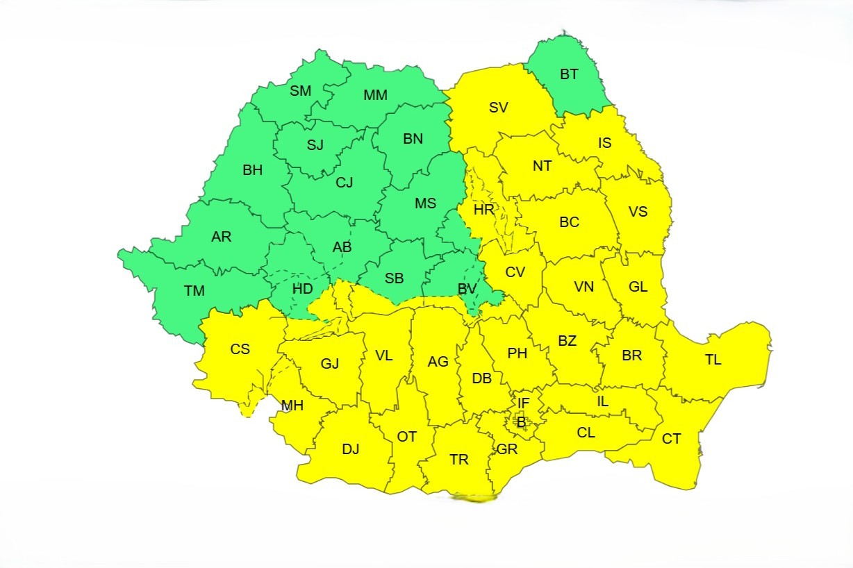 Județul Ialomița sub cod galben de precipitații până luni dimineață
