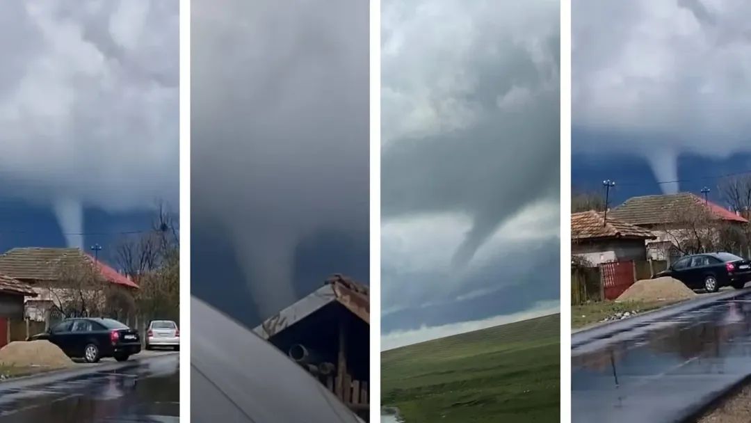 Tornadă rară surprinsă în Teleorman, în timpul unei furtuni puternice