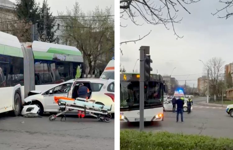 Accident rutier grav în Baia Mare, implicând un taximetru și un autobuz