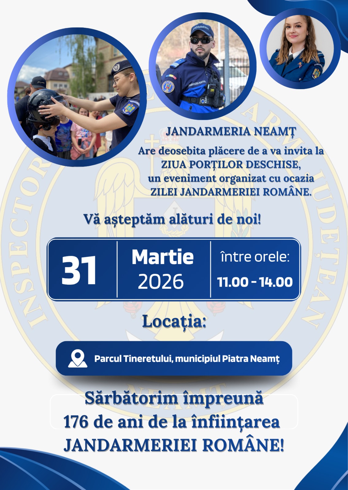 Activități speciale de Ziua Jandarmeriei în Parcul Tineretului din Piatra-Neamț