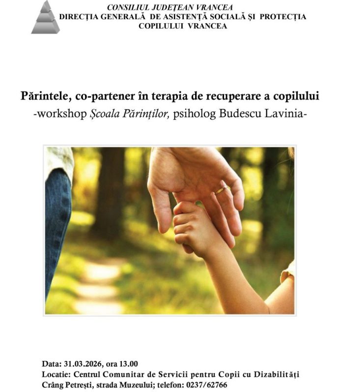 New workshop dedicat părinților copiilor cu dificultăți de dezvoltare