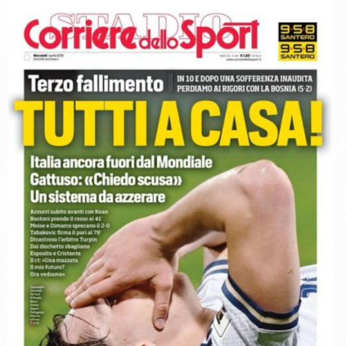 Italia ratează din nou calificarea la Cupa Mondială, un eșec devastator