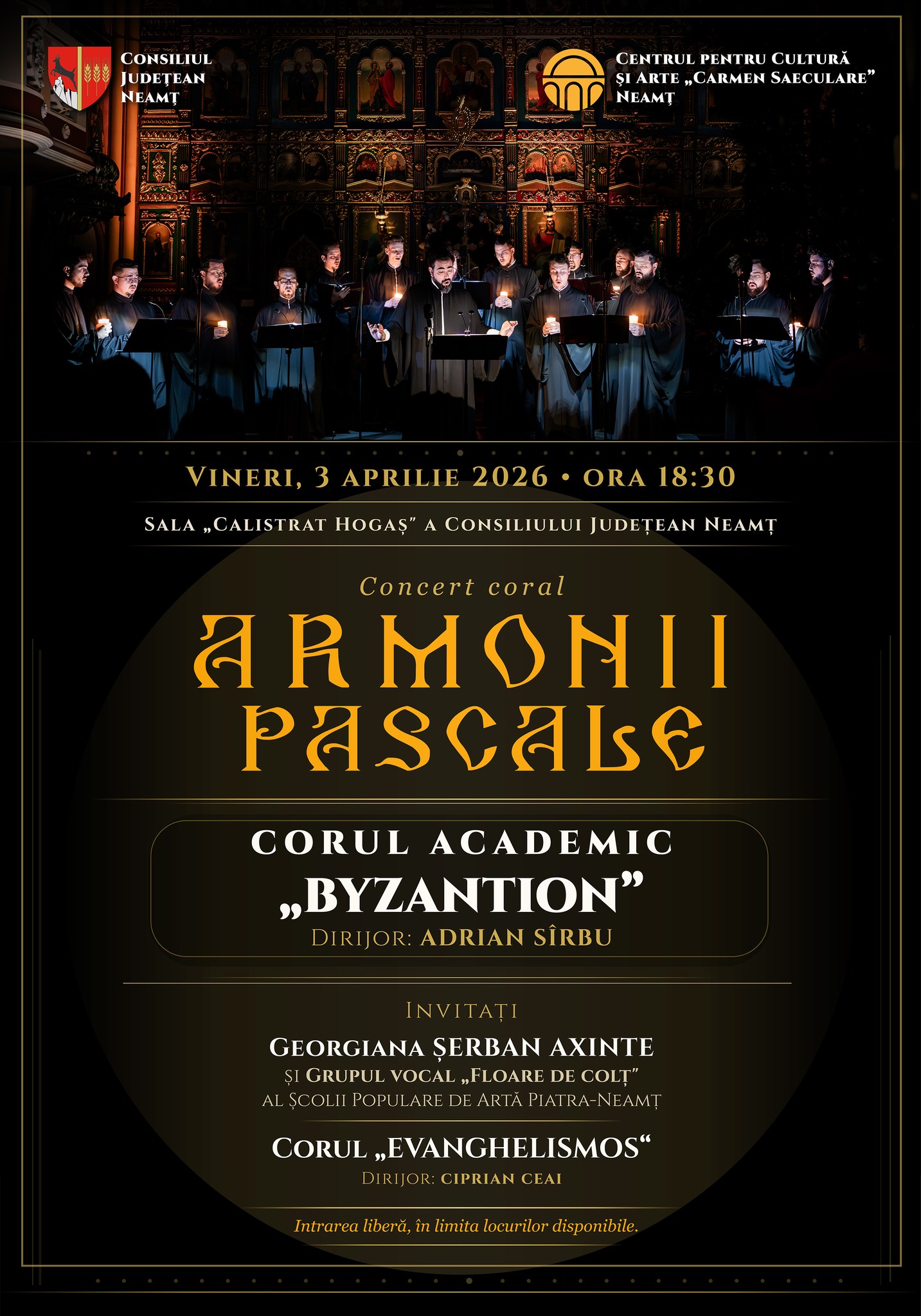 Concert de Florii la Consiliul Județean Neamț, cu Corul „Byzantion”