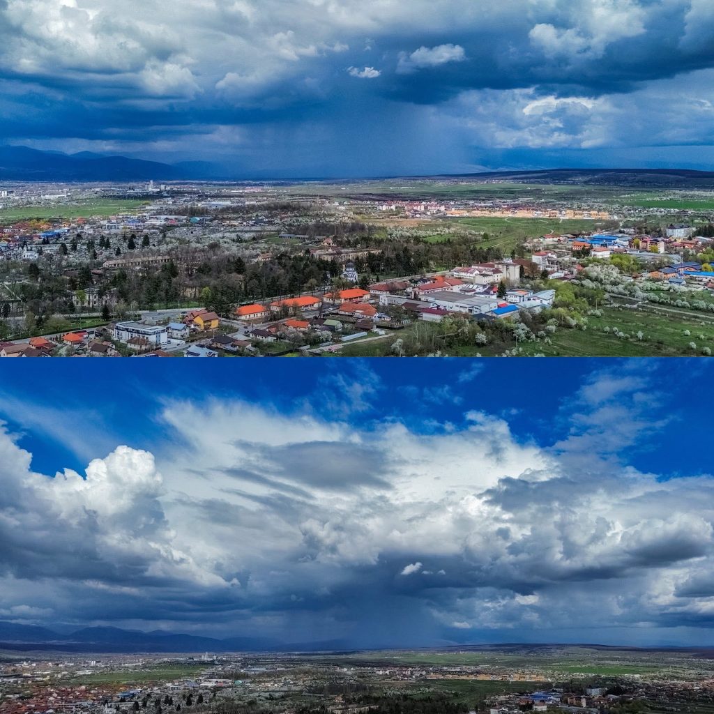 Furtună puternică în Târgu Jiu, cu averse și grindină