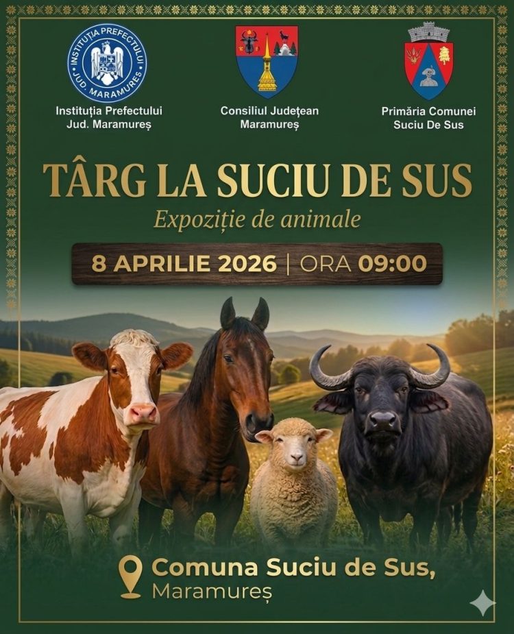 Târg de animale la Suciu de Sus, pe 8 aprilie 2026
