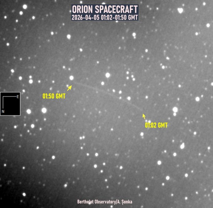 Naveta Orion, observată de astronomi în drumul său spre Lună