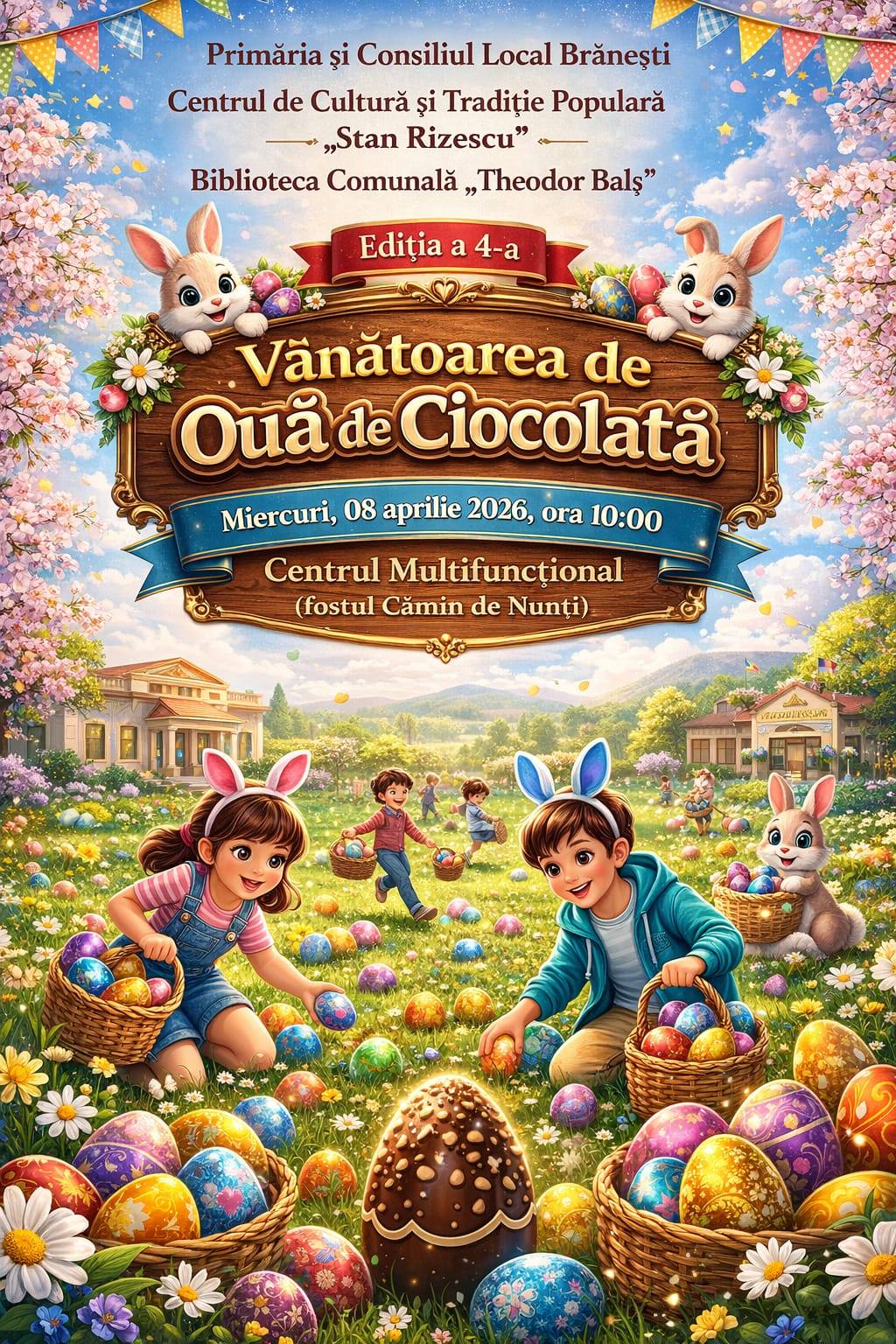 Brăneștiul pregătește o vânătoare de ouă de ciocolată pentru copii