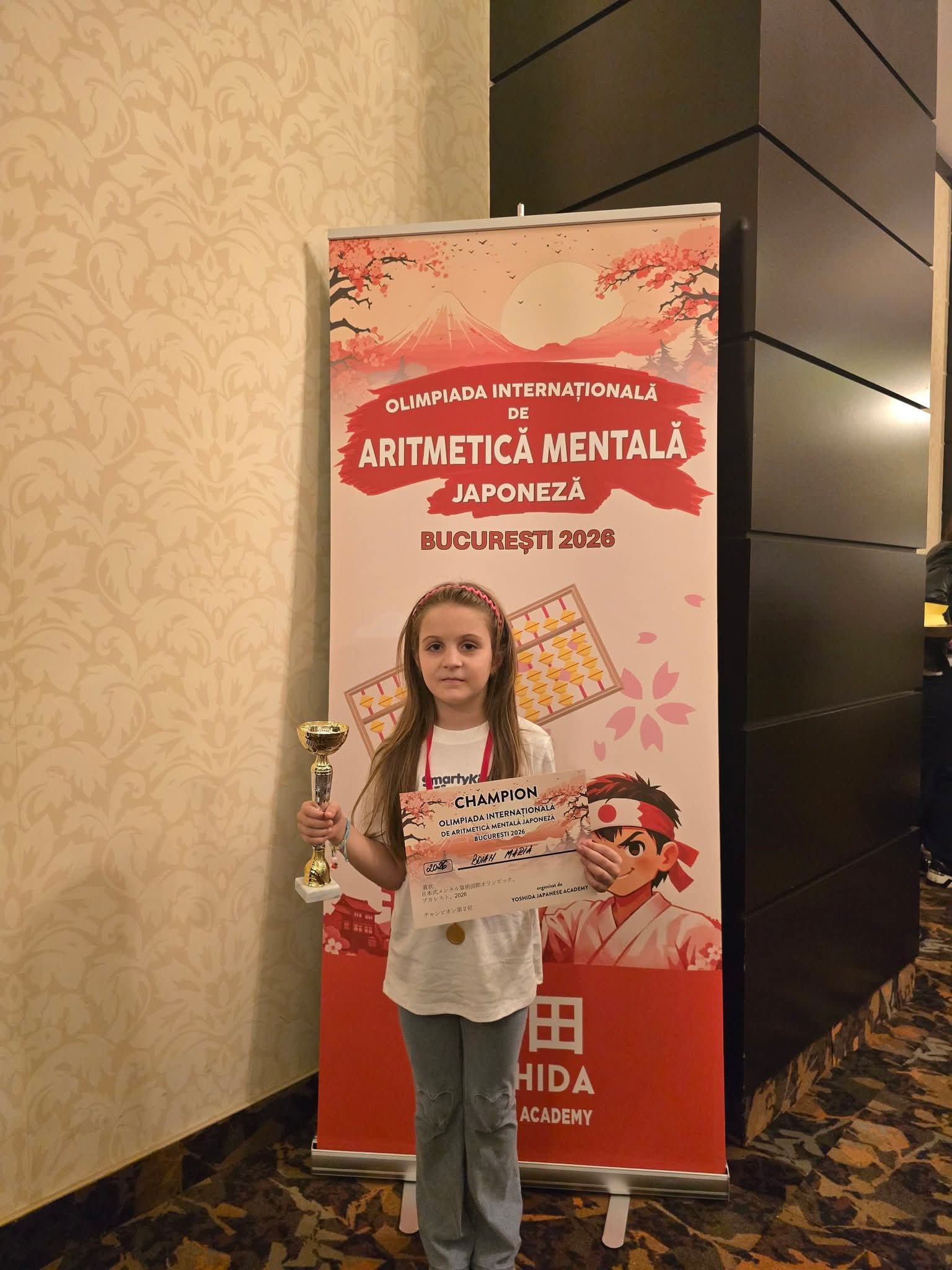 O elevă din Târgu Jiu câștigă trofeul la Olimpiada Internațională de Aritmetică Mentală