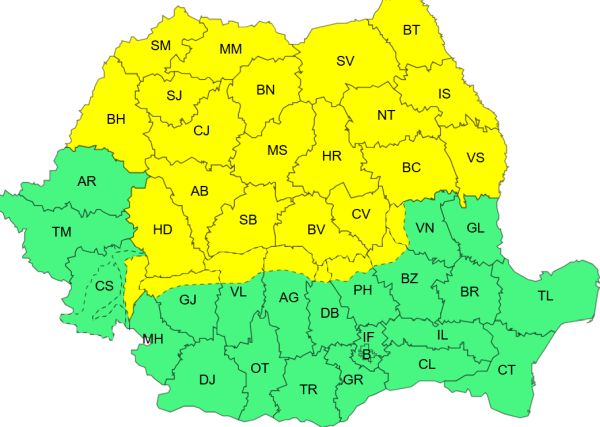 Cod galben de vânt puternic în întreaga țară pe 6 și 7 aprilie