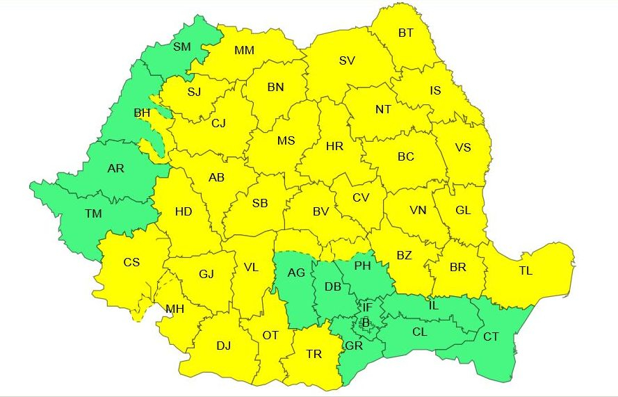 Vânt puternic și avertizare Cod galben pentru Galați și alte regiuni