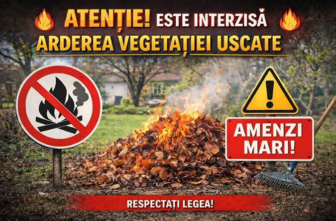 Atenție! Arderea vegetației uscate, interzisă prin lege în comuna Crișcior