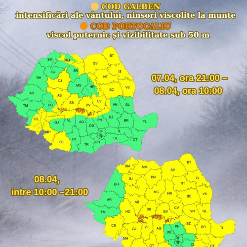 Schimbări meteo în Dâmbovița: Cod galben și portocaliu de vânt puternic