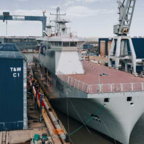 Portavionul european pentru drone, lansat la Galați