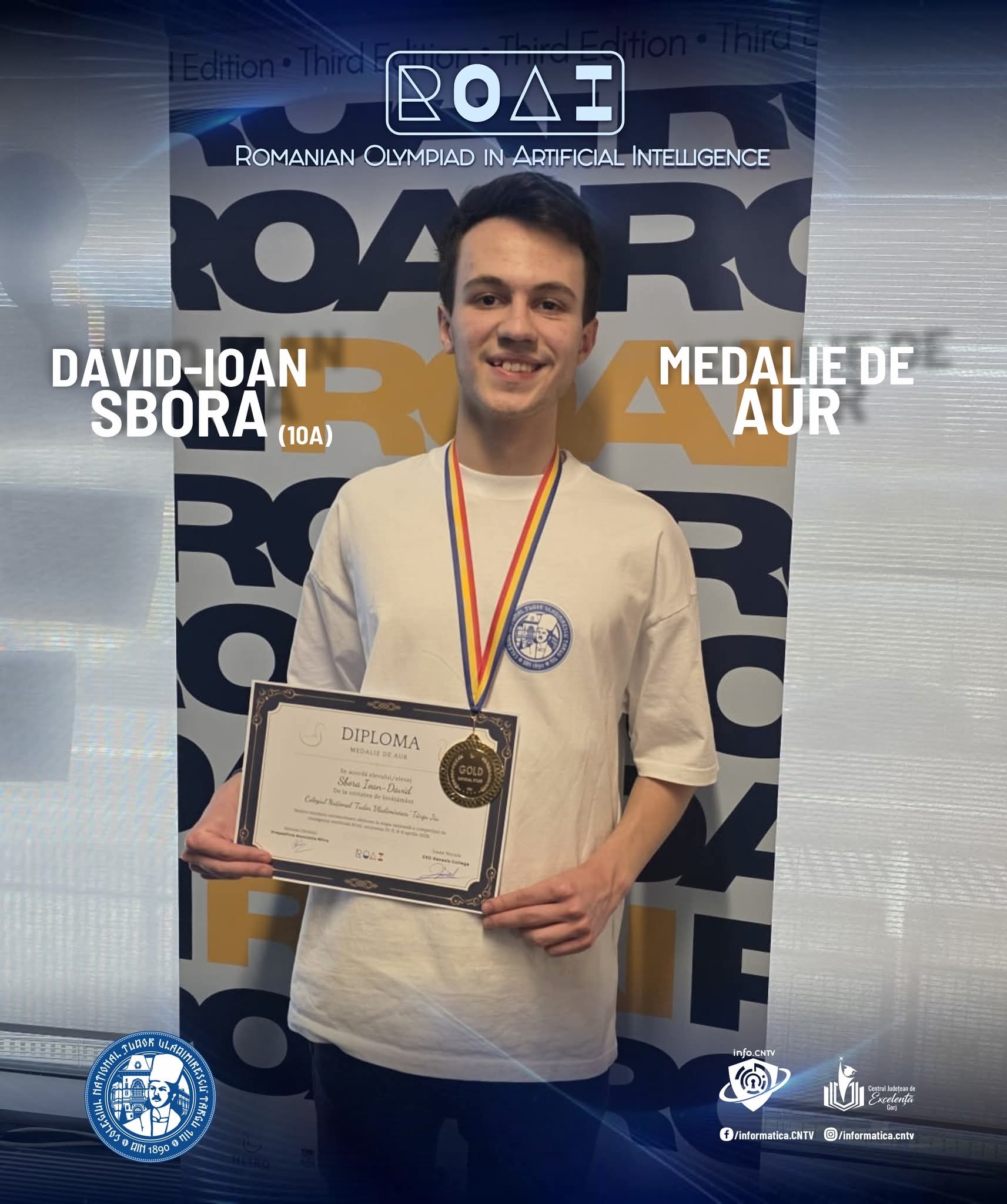Un elev din Târgu Jiu câștigă medalie de aur la olimpiada națională de inteligență artificială