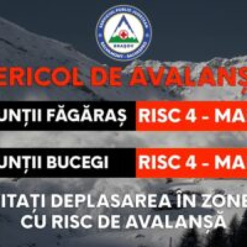 Avertizare RO-SE alarmantă: Risc de avalanşă ridicat în Munţii Făgăraş şi Bucegi